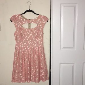Pink and tan lace dress